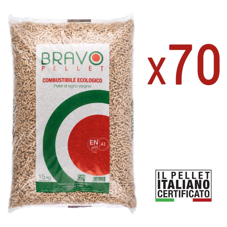 Bravo Pellet puro Abete e Faggio - Bancale 70 Sacchi da 15 Kg